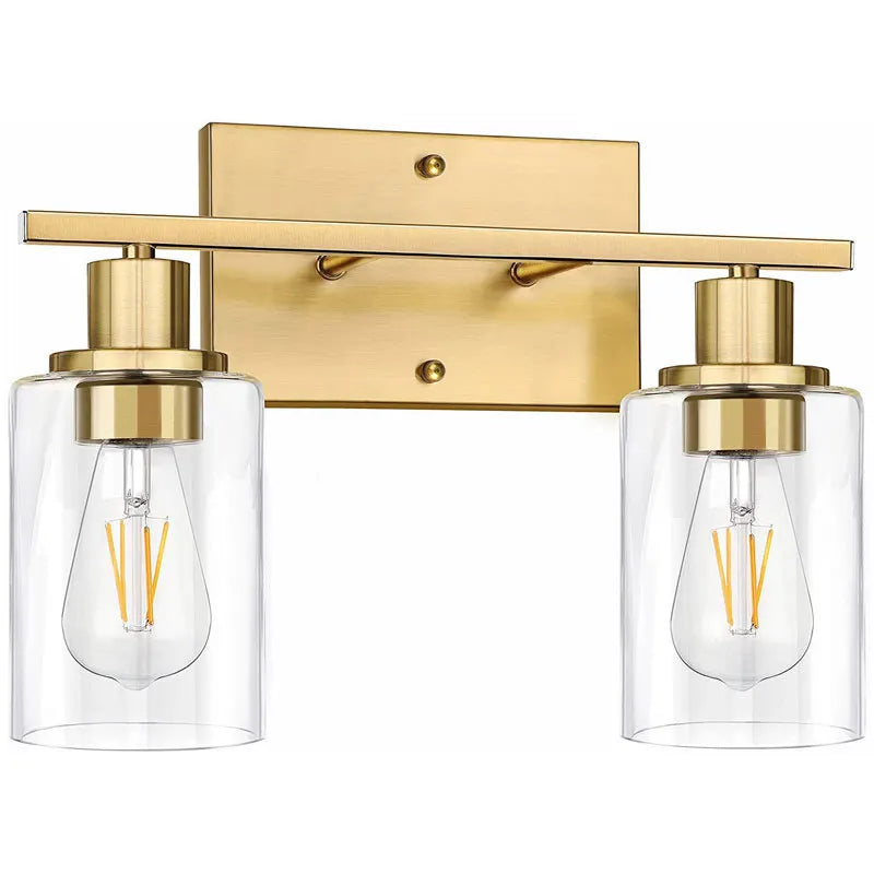 2-Light Bathroom Light Fixtures Modern Vanity Lamp with Clear Glass Shade Indoor Vintage Mirror Bathroom Sconce Wall Lighting