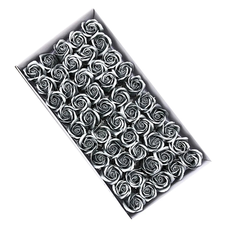 50pcs Artificial Flowers Gold /Silver Roses Fake Flowers Heads For Wedding Valentine's Day DIY Gift Bouquet Home Decoracion