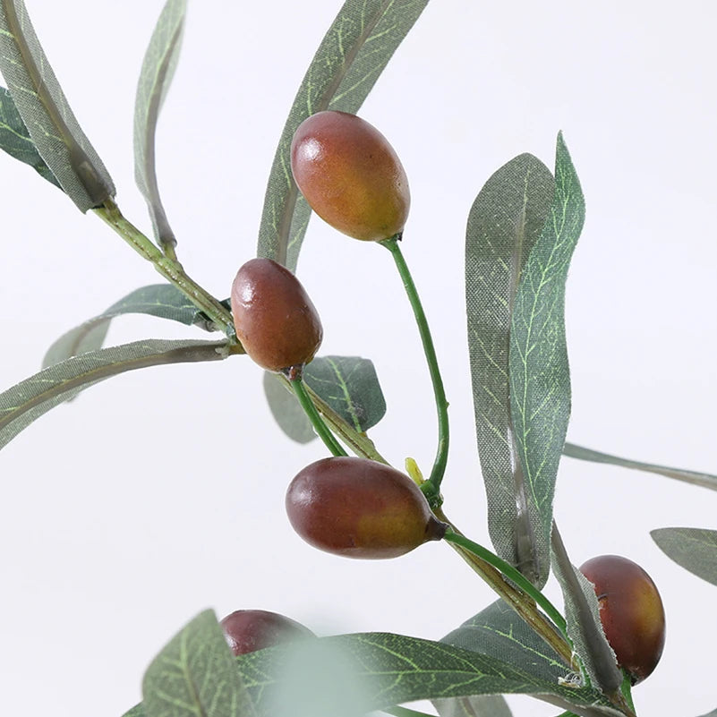 Artificial Olive Green Leaves Tree Branches Christmas Fruit Artificial Plants Photo Props Home Wedding Decortion Silk Flowers