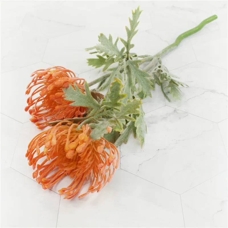 2 Fork Daisy Artificial Flowers Short Branch Crab Claw Pincushion Real Touch Flower Wedding Garland Vase Decoration Fake Plant