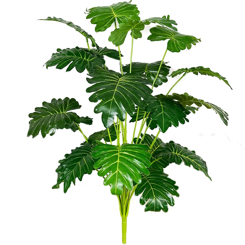 75cm 24 Forks Large Artificial Tropical Plant Fake Banyan Tree Branch plastic Green Monstera Leaves for Home Garden Decoration