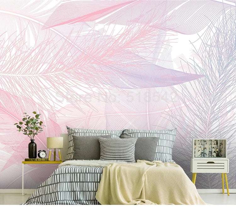 Custom Pink Feather 3D Photo Wallpaper For Bedroom Walls Home Decor Modern Creative Living Room Children Room Mural Papier Peint