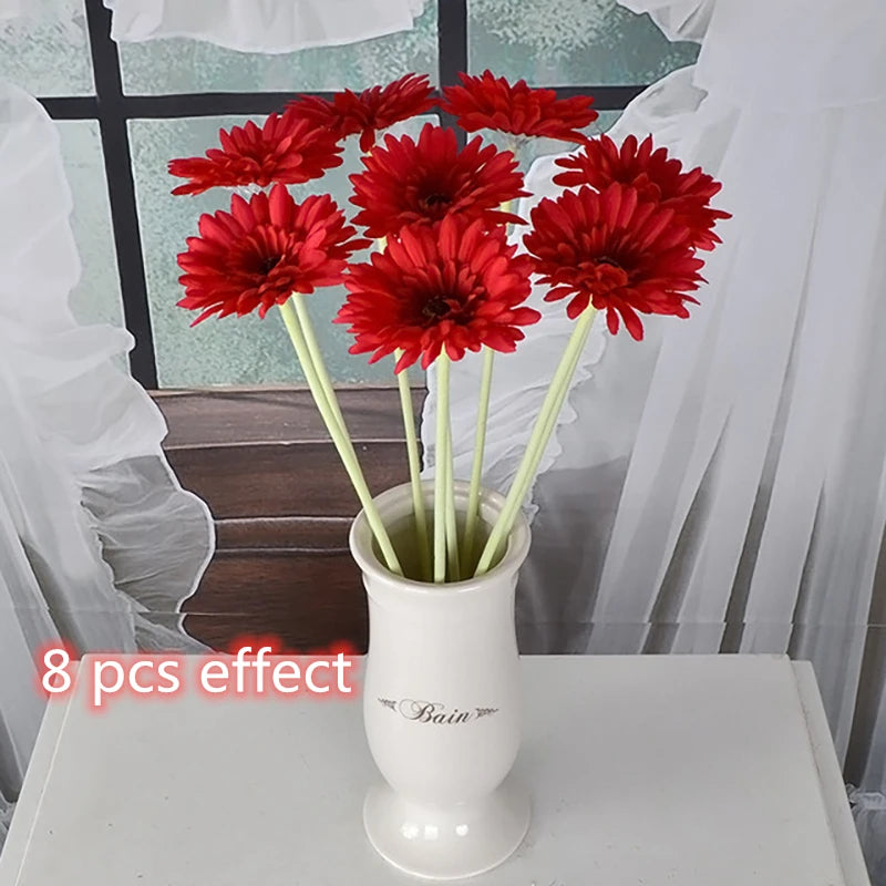 2/5pcs Artificial Flower 10cm Silk African Daisy Coreopsis Gerbera Fake Flower Decor for Home Wedding Luxury Home Decoration