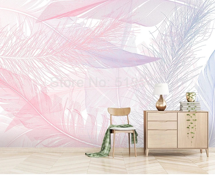 Custom Pink Feather 3D Photo Wallpaper For Bedroom Walls Home Decor Modern Creative Living Room Children Room Mural Papier Peint