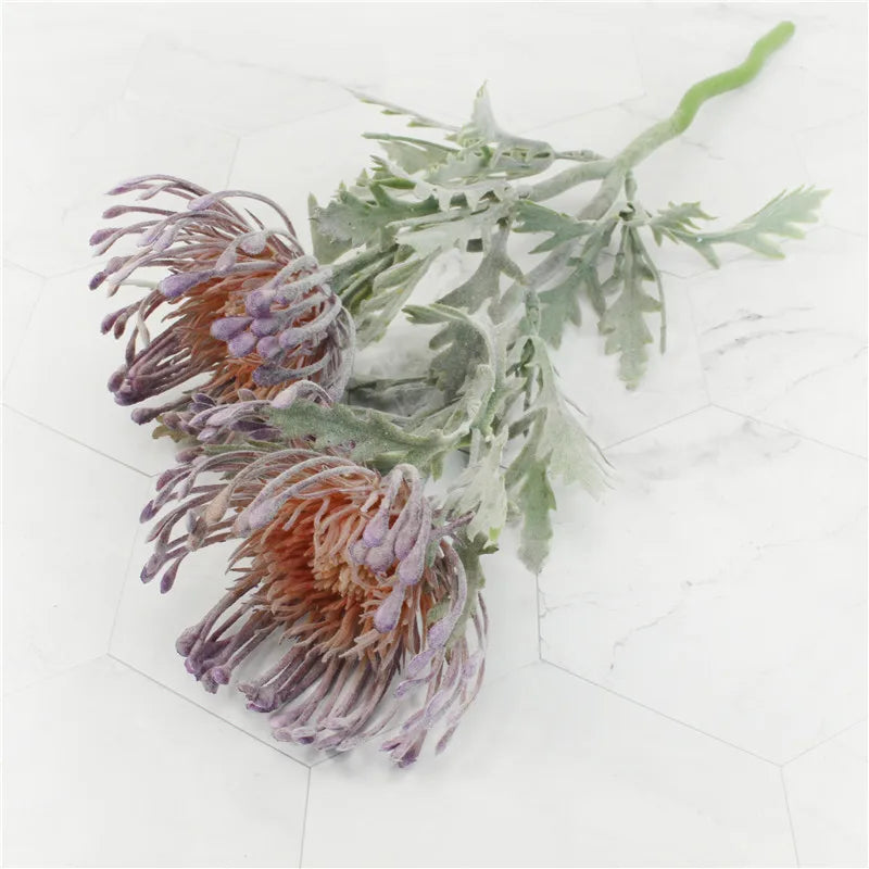 2 Fork Daisy Artificial Flowers Short Branch Crab Claw Pincushion Real Touch Flower Wedding Garland Vase Decoration Fake Plant