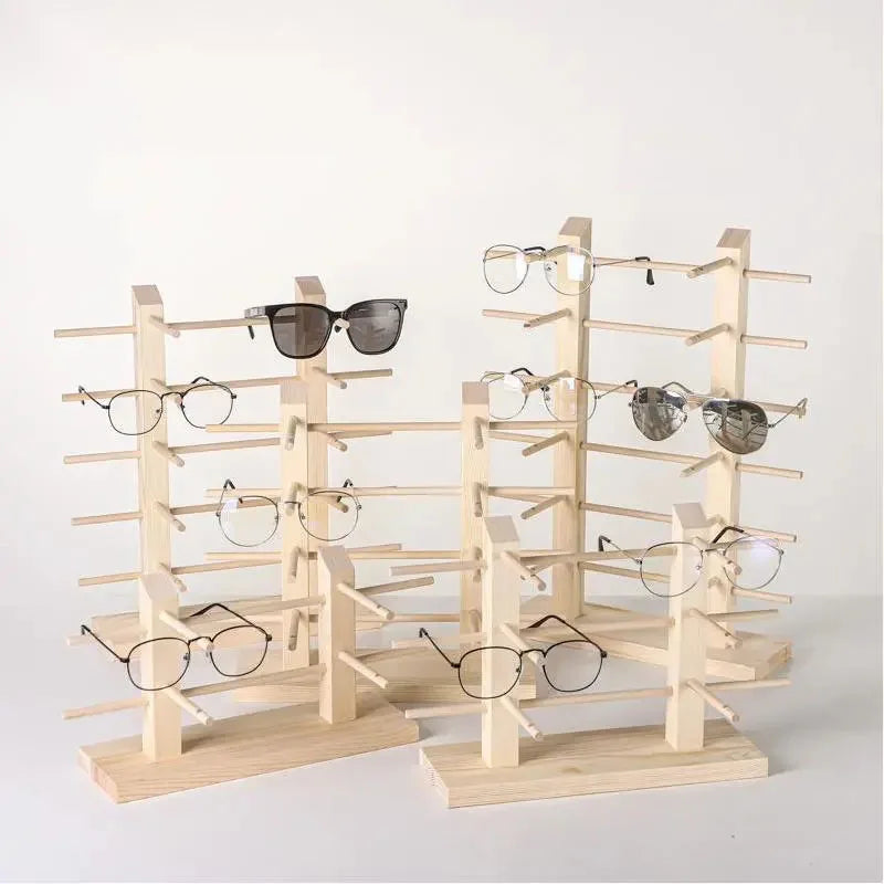 Wood Sunglass Display Stands Jewelry 2~6 Layers Multi Eyeglasses Show Rack Shelf Storage Organizer Holder Jewelry Display Rack