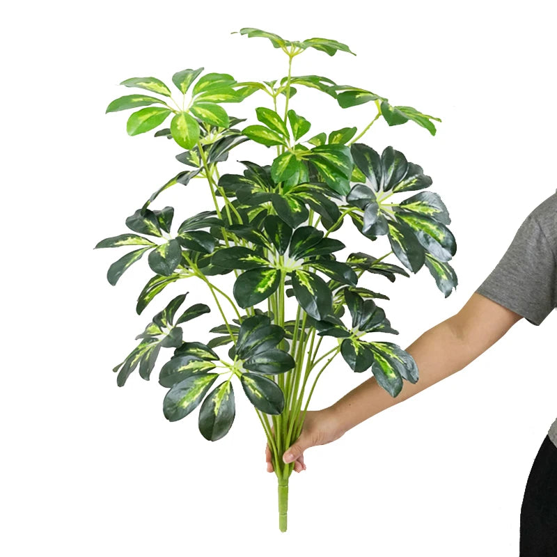 75cm 24 Forks Large Artificial Tropical Plant Fake Banyan Tree Branch plastic Green Monstera Leaves for Home Garden Decoration