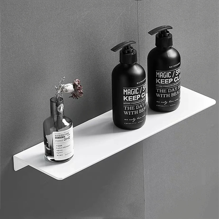 Bathroom Shelf Black Aluminum Kitchen Accessories Nail Bathroom Organizer Shower Storage Rack Shampoo Cosmetic White Shelves