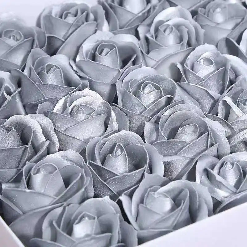 50pcs Artificial Flowers Gold /Silver Roses Fake Flowers Heads For Wedding Valentine's Day DIY Gift Bouquet Home Decoracion