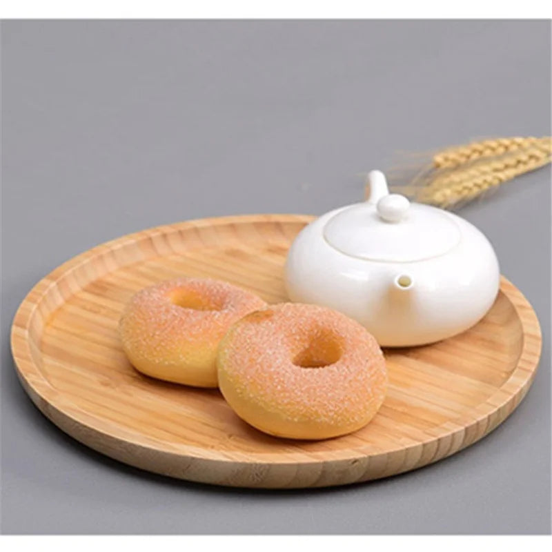 Bamboo Round Serving Storage Tray Pastry Tableware Eco Friendly Wooden Pallet Board Kitchen Tools Tea Tray Home Decoration 2024
