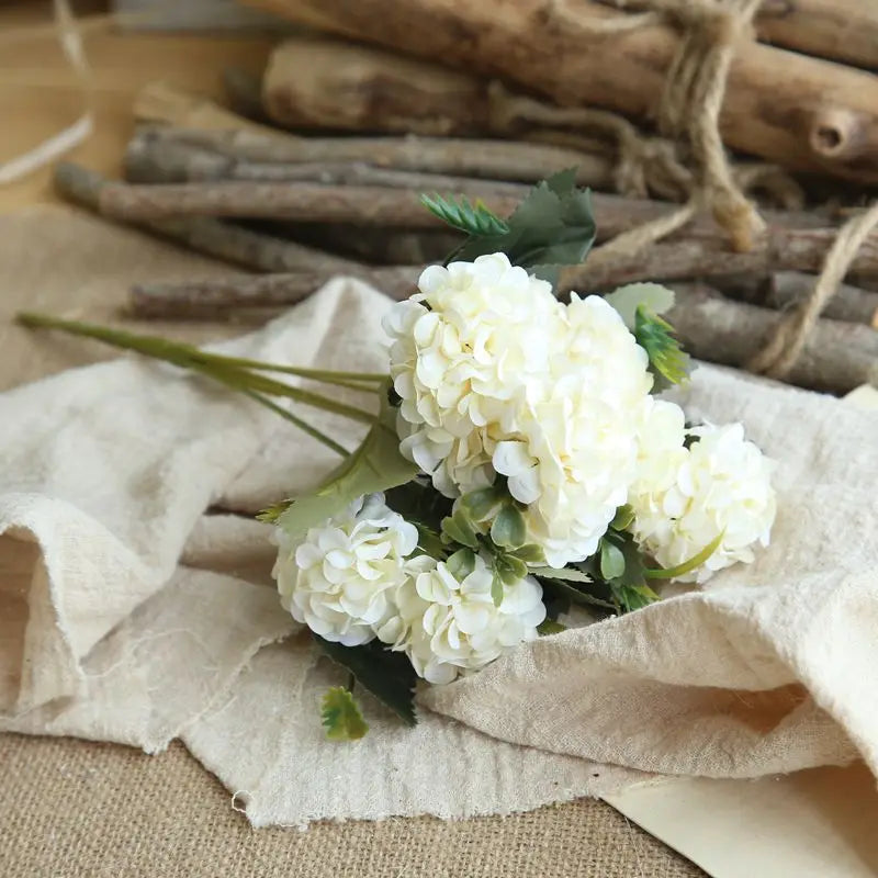Artificial Flowers Hydrangea High Quality Small Silk Fake Flower for Home Hotel DIY Wedding Decoration Flower Wreath Accessory