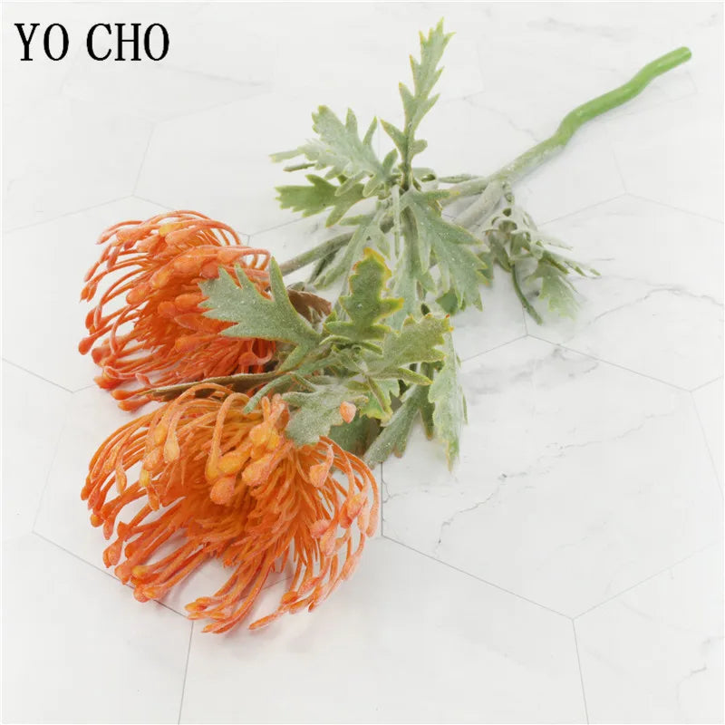 2 Fork Daisy Artificial Flowers Short Branch Crab Claw Pincushion Real Touch Flower Wedding Garland Vase Decoration Fake Plant