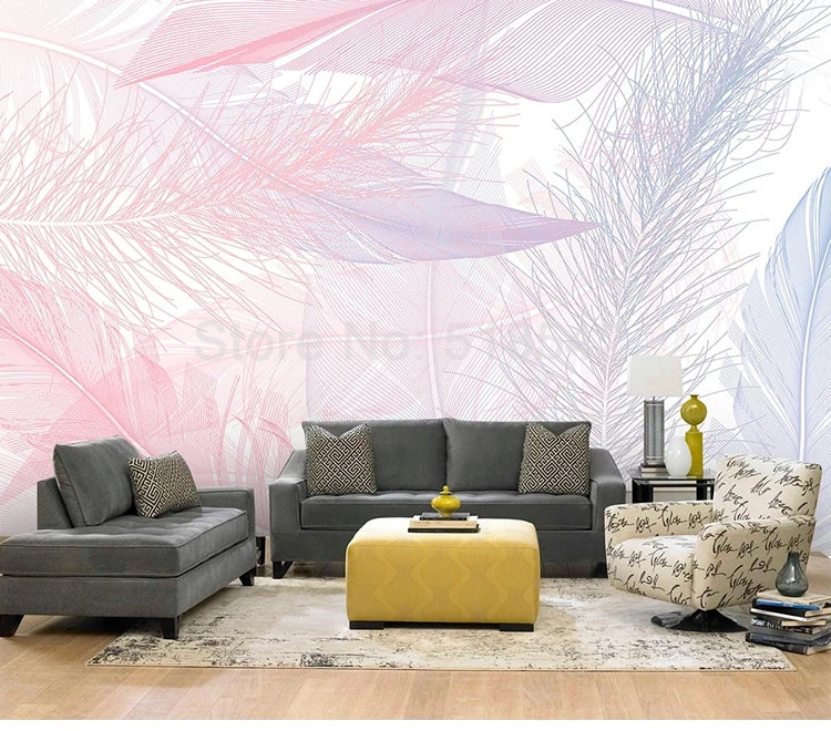 Custom Pink Feather 3D Photo Wallpaper For Bedroom Walls Home Decor Modern Creative Living Room Children Room Mural Papier Peint