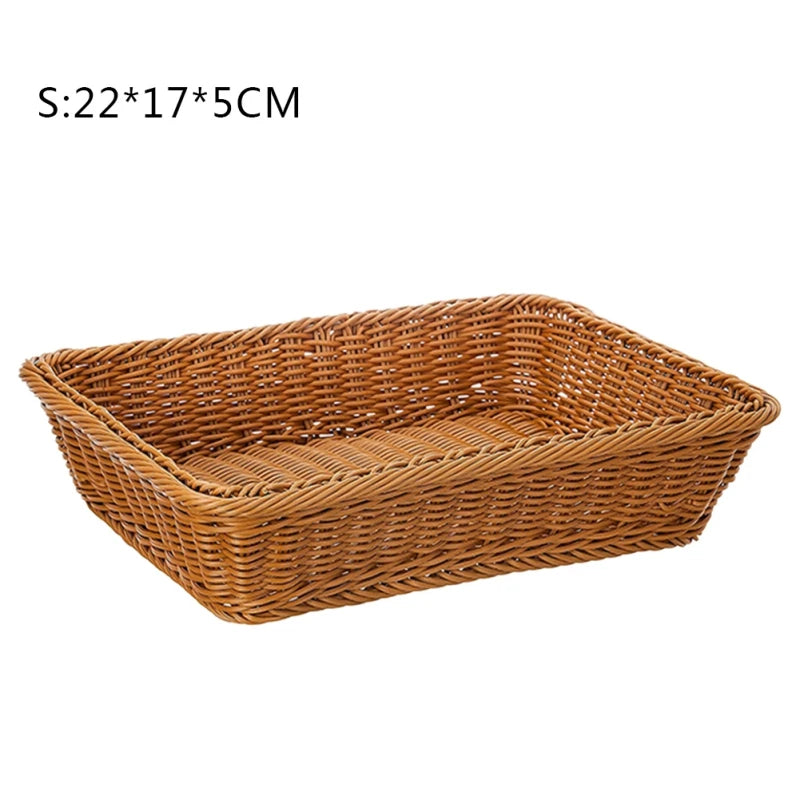 Nordic Hand-woven Storage Basket Wicker Rattan Fruit Basket Plant Food Bread Sundries Container Basket for Kitchen Organizer