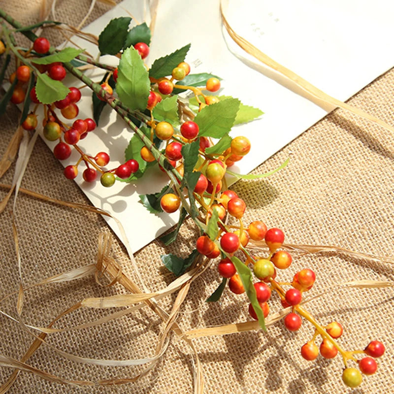 Artificial Flower Bunch Wedding Party Table Decoration Dry Flowers Bouquet Home DIY Christmas Berry Fake Flowers