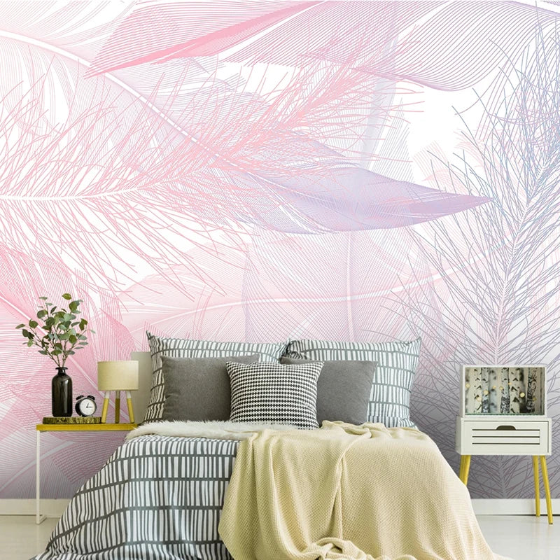 Custom Pink Feather 3D Photo Wallpaper For Bedroom Walls Home Decor Modern Creative Living Room Children Room Mural Papier Peint