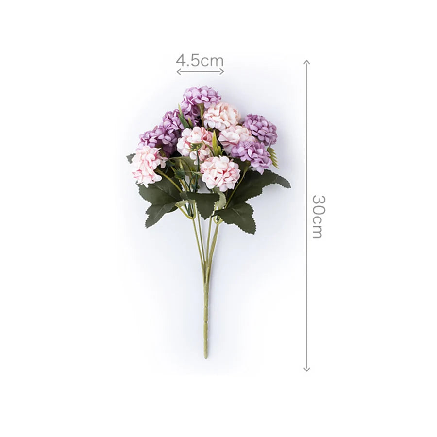 Artificial Flowers Hydrangea High Quality Small Silk Fake Flower for Home Hotel DIY Wedding Decoration Flower Wreath Accessory