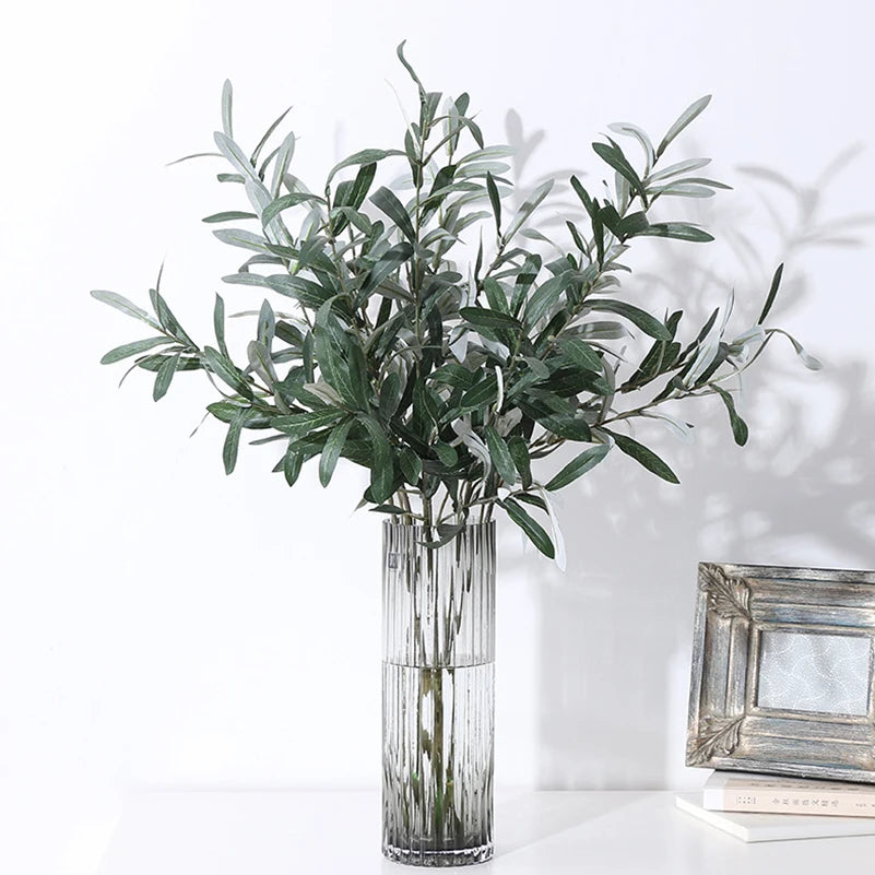 Artificial Olive Green Leaves Tree Branches Christmas Fruit Artificial Plants Photo Props Home Wedding Decortion Silk Flowers