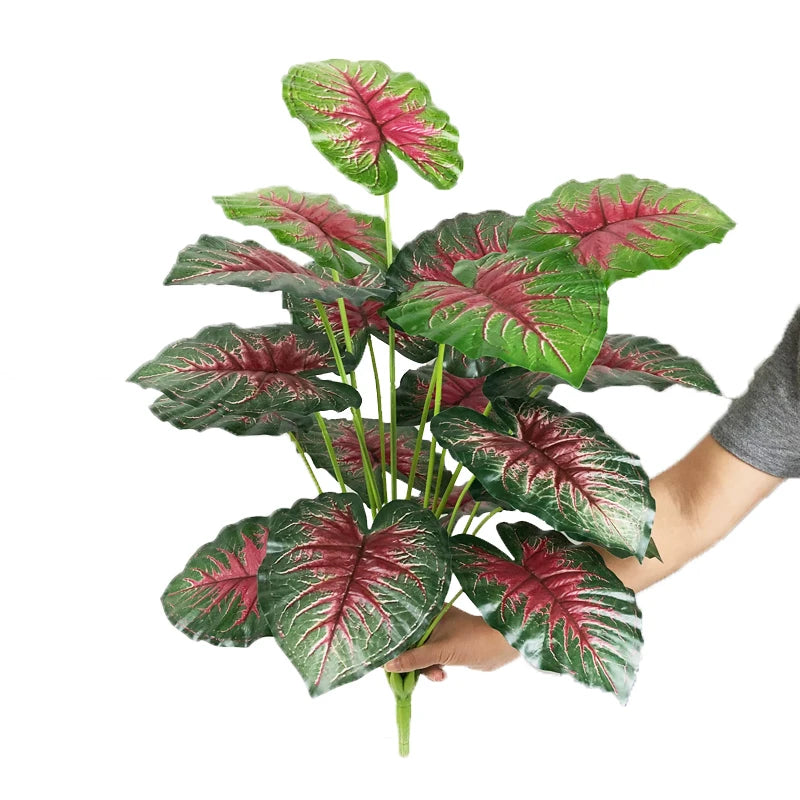 75cm 24 Forks Large Artificial Tropical Plant Fake Banyan Tree Branch plastic Green Monstera Leaves for Home Garden Decoration