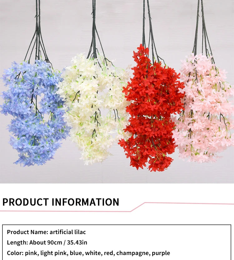 Artificial Lilac Flower Arrangement Fake Plant Wedding Road Lead Flower DIY Home Hotel Christmas Party Decorations