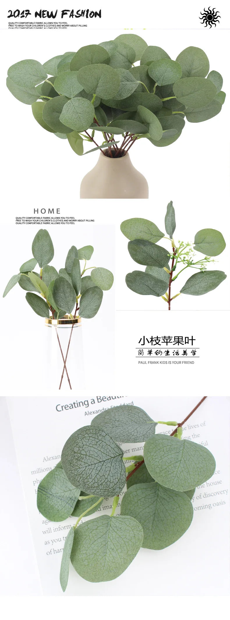 Artificial Eucalyptus Leaves Stems Eucalipto Branches Fake Plants Christmas Floral Bouquets Wedding Holiday Greenery Home Decor