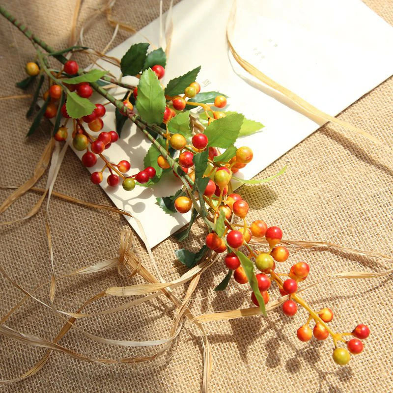 Artificial Flower Bunch Wedding Party Table Decoration Dry Flowers Bouquet Home DIY Christmas Berry Fake Flowers
