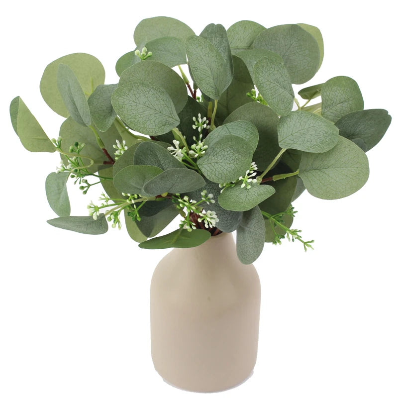 Artificial Eucalyptus Leaves Stems Eucalipto Branches Fake Plants Christmas Floral Bouquets Wedding Holiday Greenery Home Decor
