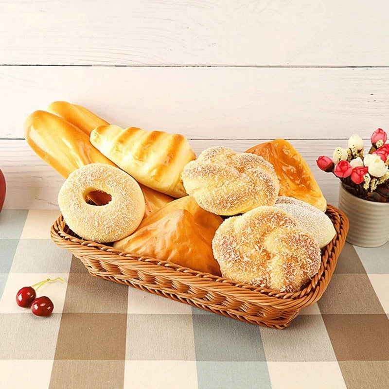 Nordic Hand-woven Storage Basket Wicker Rattan Fruit Basket Plant Food Bread Sundries Container Basket for Kitchen Organizer