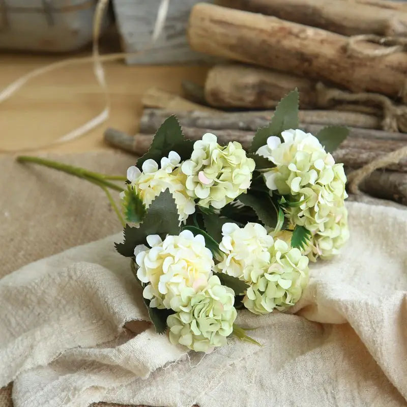 Artificial Flowers Hydrangea High Quality Small Silk Fake Flower for Home Hotel DIY Wedding Decoration Flower Wreath Accessory