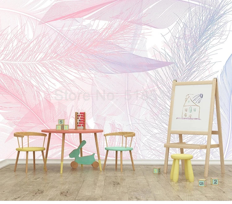 Custom Pink Feather 3D Photo Wallpaper For Bedroom Walls Home Decor Modern Creative Living Room Children Room Mural Papier Peint