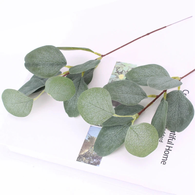 Artificial Eucalyptus Leaves Stems Eucalipto Branches Fake Plants Christmas Floral Bouquets Wedding Holiday Greenery Home Decor