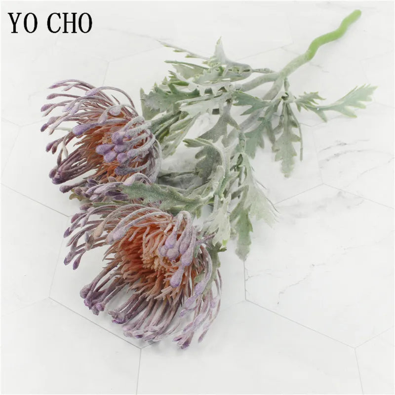 2 Fork Daisy Artificial Flowers Short Branch Crab Claw Pincushion Real Touch Flower Wedding Garland Vase Decoration Fake Plant