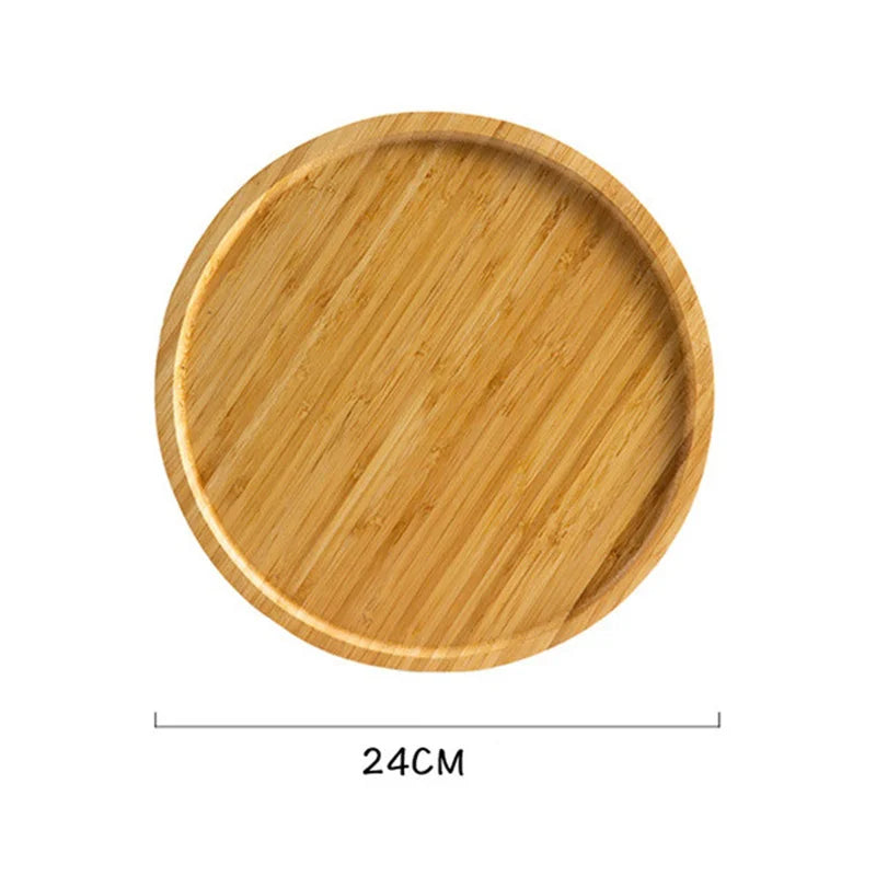 Bamboo Round Serving Storage Tray Pastry Tableware Eco Friendly Wooden Pallet Board Kitchen Tools Tea Tray Home Decoration 2024