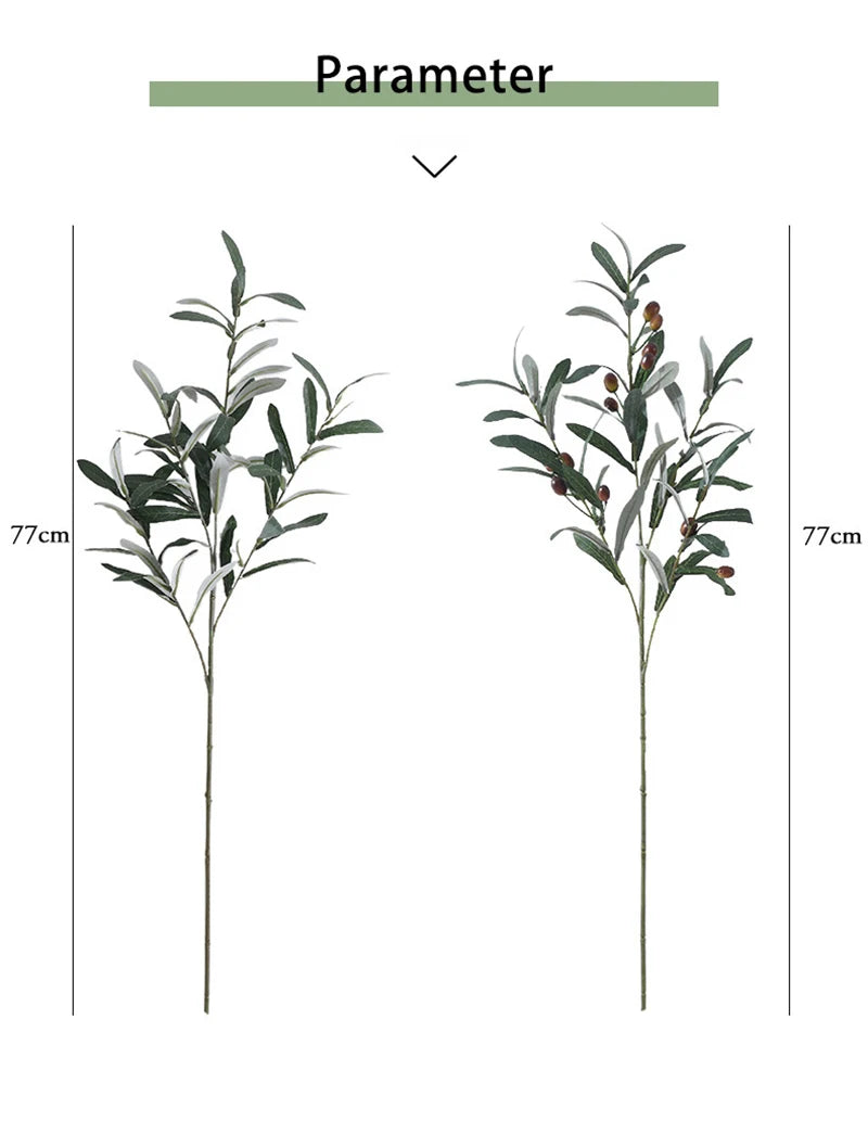 Artificial Olive Green Leaves Tree Branches Christmas Fruit Artificial Plants Photo Props Home Wedding Decortion Silk Flowers