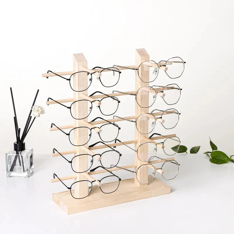 Wood Sunglass Display Stands Jewelry 2~6 Layers Multi Eyeglasses Show Rack Shelf Storage Organizer Holder Jewelry Display Rack