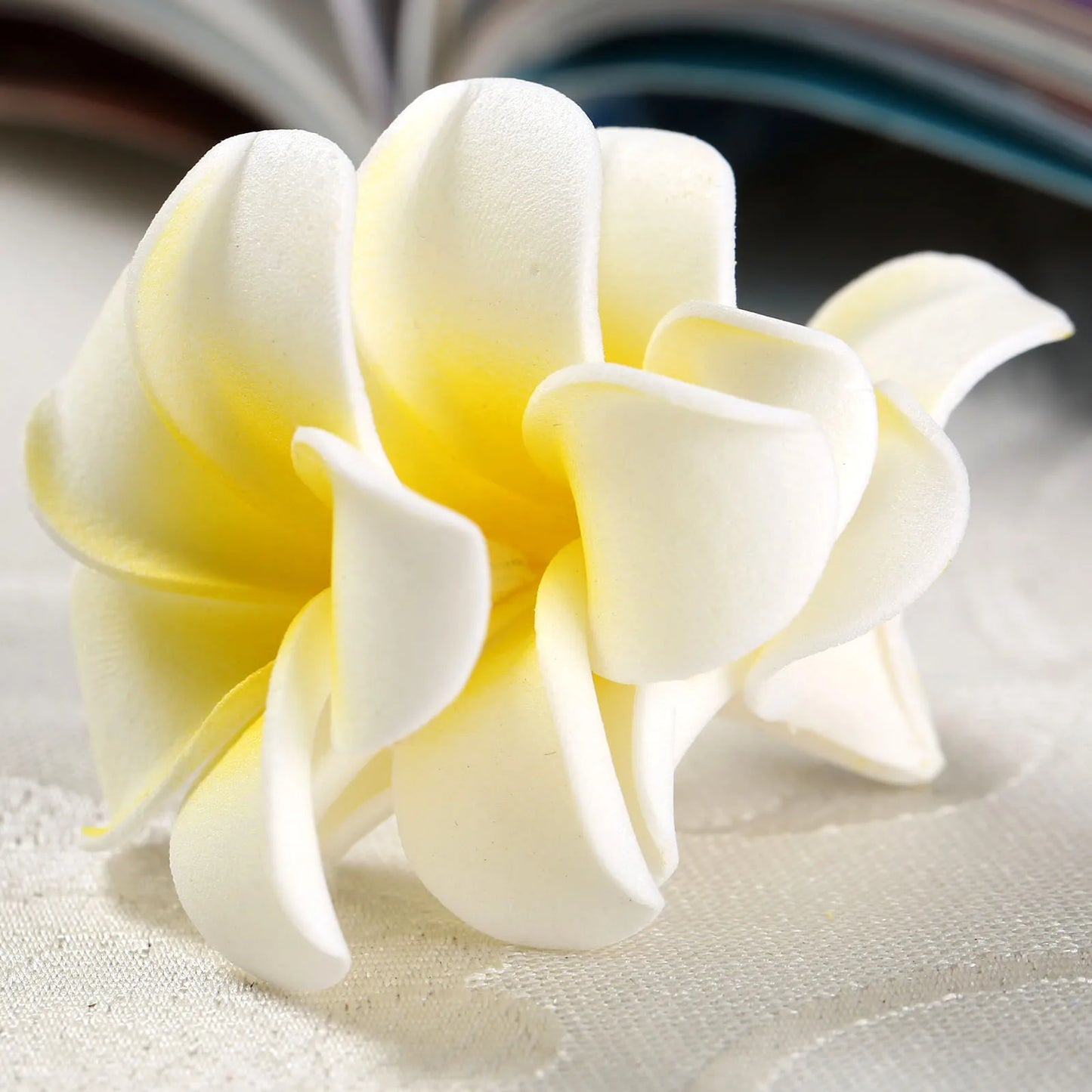 10Pcs Fake Foam Frangipani Flowers Artifical Plumeria Rubra for DIY Craft Wedding Party Hairpin Hats Headwear Home Decoration
