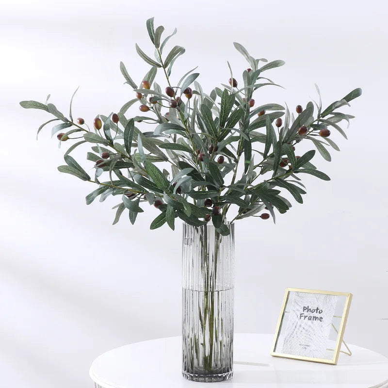 Artificial Green Leaf Olive Branch Fruit Fake Plants Wedding Home Photography Props Flowers Arrangement Decoration Indoor