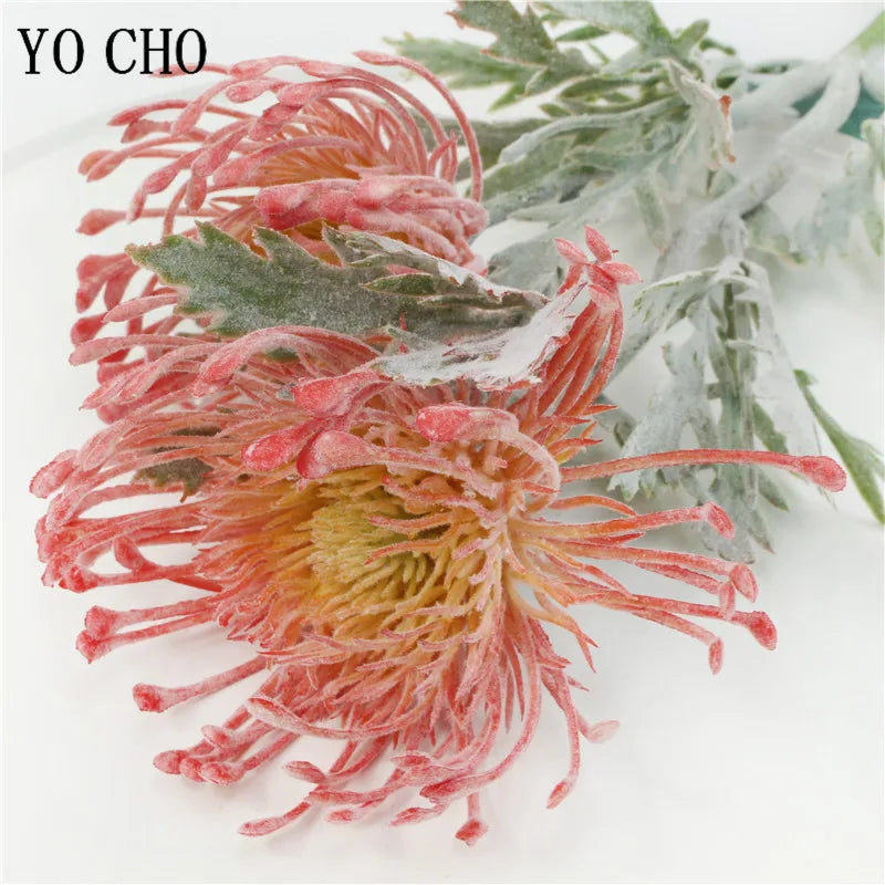 2 Fork Daisy Artificial Flowers Short Branch Crab Claw Pincushion Real Touch Flower Wedding Garland Vase Decoration Fake Plant