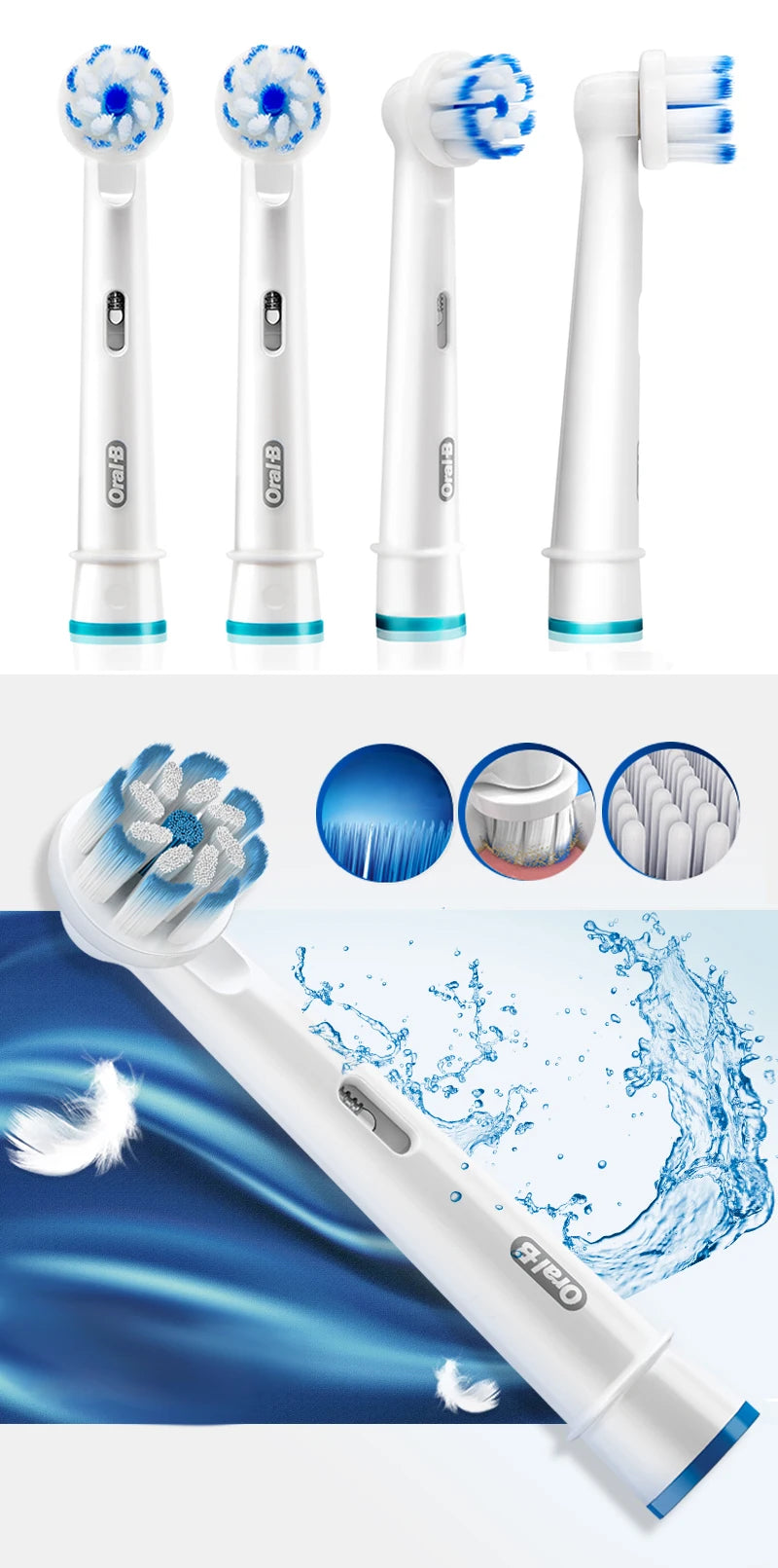 Original Oral B Replacement Brush Heads for Oral-B Rotating Electric Toothbrush Genuine Teeth Whitening Soft Bristle Refills