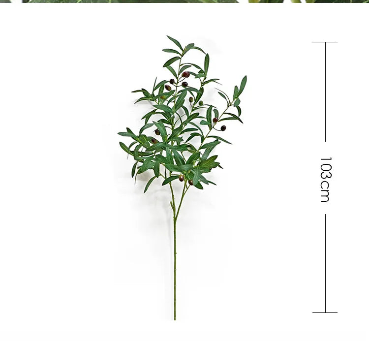 130cm Artificial Branch Olive Leaf Olive Fruit Olive Branch for Floral   Bouquets Wedding Holiday Greenery Decor