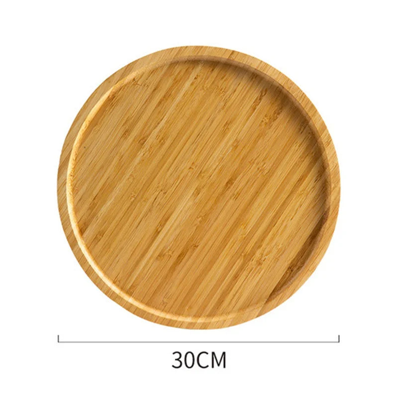 Bamboo Round Serving Storage Tray Pastry Tableware Eco Friendly Wooden Pallet Board Kitchen Tools Tea Tray Home Decoration 2024
