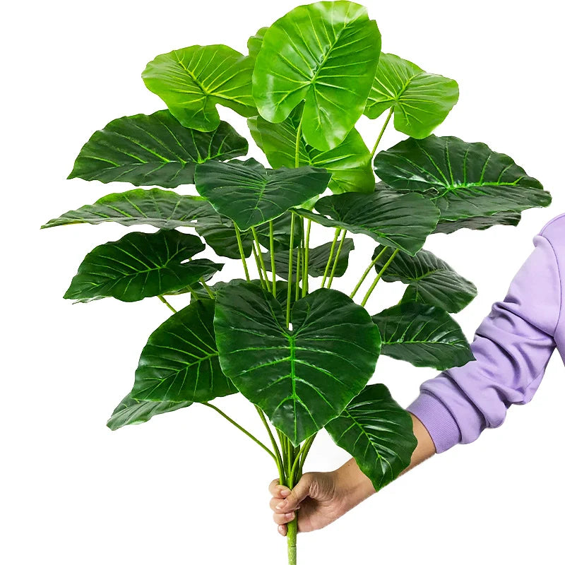 75cm 24 Forks Large Artificial Tropical Plant Fake Banyan Tree Branch plastic Green Monstera Leaves for Home Garden Decoration