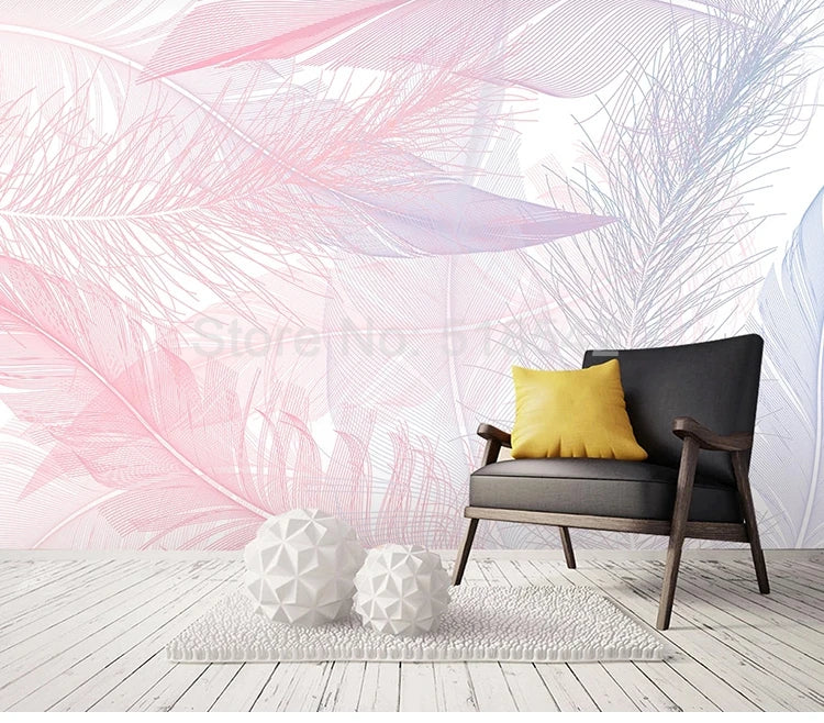 Custom Pink Feather 3D Photo Wallpaper For Bedroom Walls Home Decor Modern Creative Living Room Children Room Mural Papier Peint