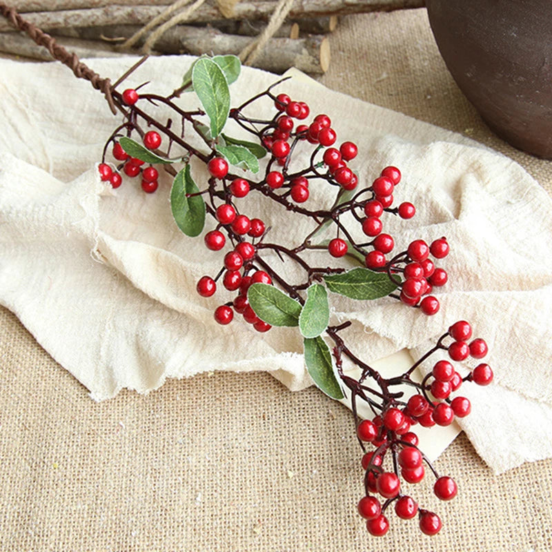 Artificial Flower Bunch Wedding Party Table Decoration Dry Flowers Bouquet Home DIY Christmas Berry Fake Flowers