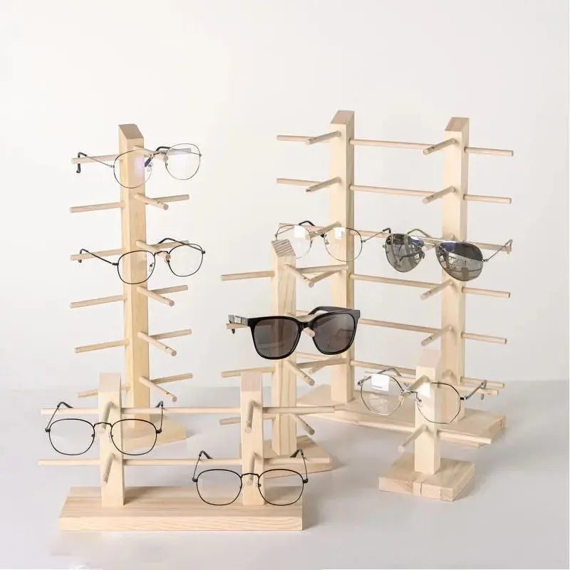 Wood Sunglass Display Stands Jewelry 2~6 Layers Multi Eyeglasses Show Rack Shelf Storage Organizer Holder Jewelry Display Rack