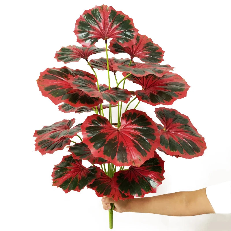 75cm 24 Forks Large Artificial Tropical Plant Fake Banyan Tree Branch plastic Green Monstera Leaves for Home Garden Decoration