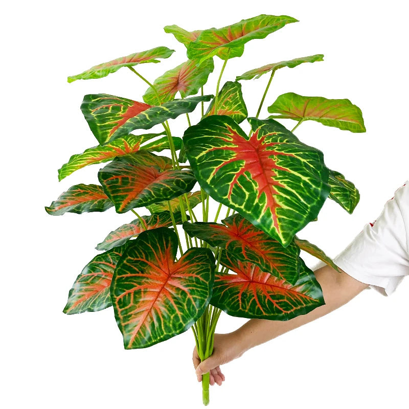 75cm 24 Forks Large Artificial Tropical Plant Fake Banyan Tree Branch plastic Green Monstera Leaves for Home Garden Decoration