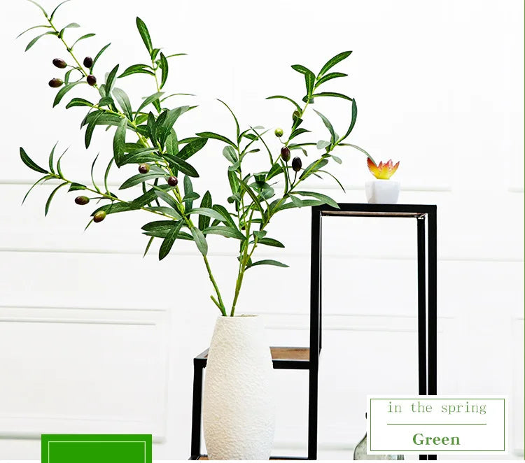 130cm Artificial Branch Olive Leaf Olive Fruit Olive Branch for Floral   Bouquets Wedding Holiday Greenery Decor