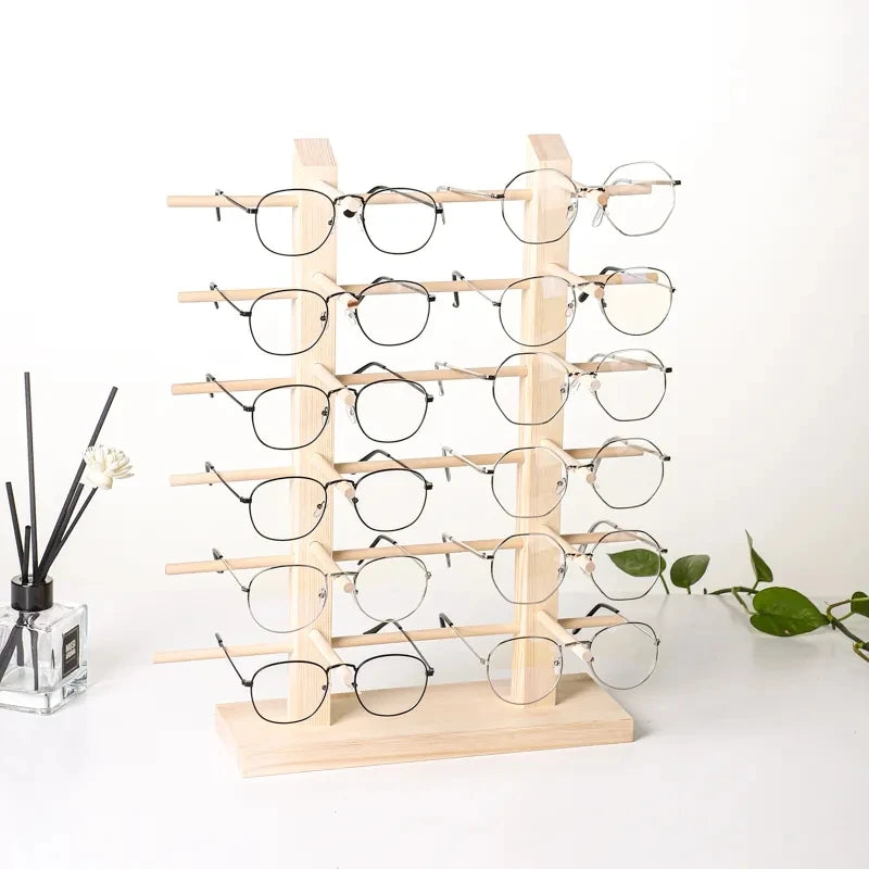 Wood Sunglass Display Stands Jewelry 2~6 Layers Multi Eyeglasses Show Rack Shelf Storage Organizer Holder Jewelry Display Rack