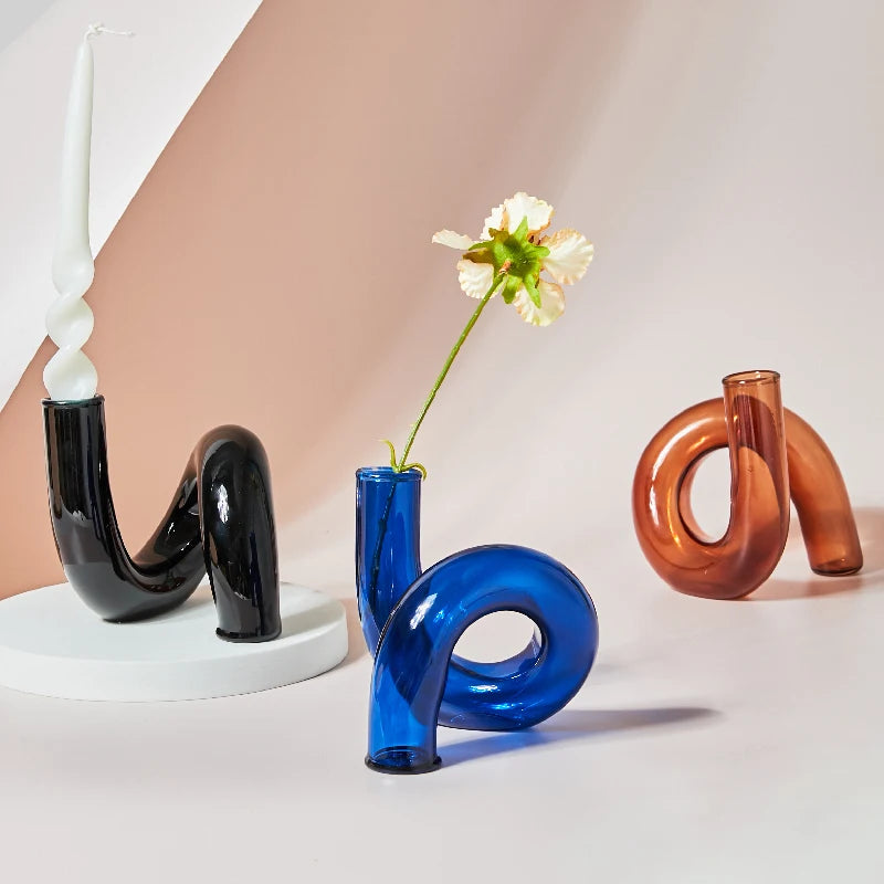 Glass Vases Clear Flower Vase Candle Holders Wedding Centerpieces Home Decoration Table Centerpieces Candlestick Holder